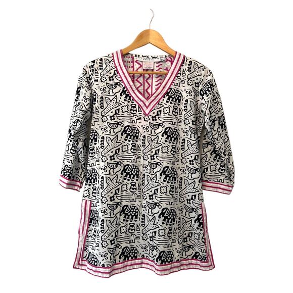 Gretchen Scott Women's 100% Cotton Abstract Southwestern Print Tunic Blouse XS - Picture 1 of 4